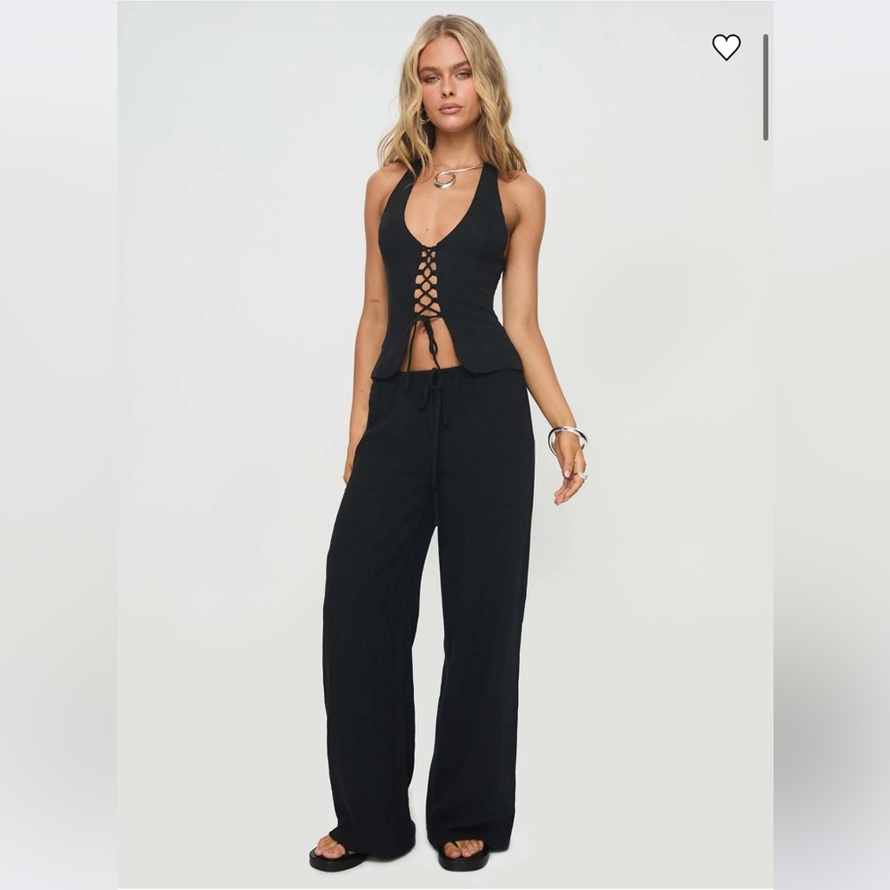 Princess Polly Black Felipe linen pants